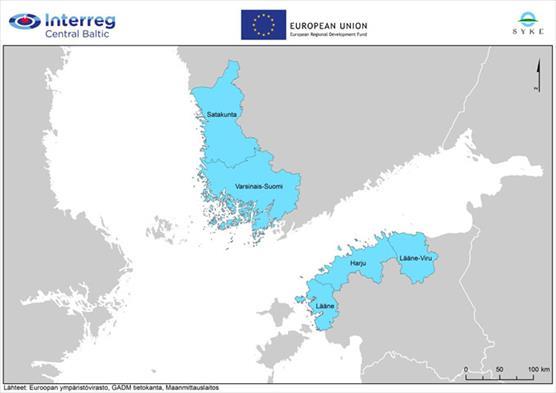 Map of the project areas in Finland and Estonia 